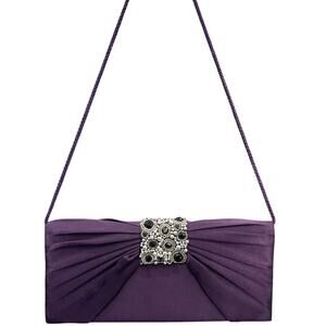Jacqueline Ferrar Vintage Classic Purple Satin Evening Clutch Purse
